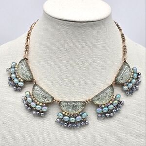 Betsey Johnson Stargazer Lucite Iridiscent Cabochon AB Crystal Necklace